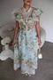 Ruffled Sleeves, Button Detail, Belted Maxi Long Premium Dress - 3