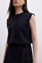 Black Short Vest - Front Buttoned - 4