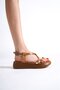 Tan Gold Detailed Genuine Leather Sandals Tr31My59D - 3