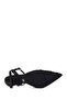Women's Black Ankle Buckle Flower Embroidered Open Back Thin Heeled Shoes 26Pfe49686F - 6