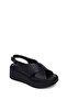 Women's Black Ankle Buckle Wedge Heeled Leather Comfort Sandals 26Sfd341126 - 8