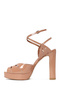 Women's Beige Ankle Buckle Platform Thick High Heel Patent Leather Sandals 26Sfd162016 - 3