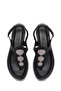 Women's Black Leather Flip-Flop Sandals 26Sfd360618 - 4