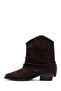 Women's Brown Short Thick Heeled Suede Leather Cowboy Boots 25Wfd270610 - 2