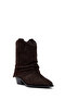 Women's Brown Short Thick Heeled Suede Leather Cowboy Boots 25Wfd270610 - 7