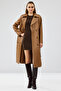 Natalia Women's Brown Leather Trench Coat 24Wgd5247U4 - 4