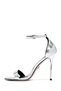 Women's Silver Buckle High Thin Heeled Evening Dress Shoes Metallic Genuine Leather Sandals 25Sfd494532 - 4