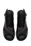 Women's Black Ankle Buckle Short Heeled Leather Sandals 26Sfd341418 - 4