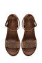 Women's Brown Ankle Buckle Wedge Heeled Straw Sandals 26Sfe4814M7 - 5