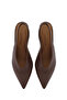 Women's Brown Open Back Elastic Short Heeled Leather Shoes 26Pfd130418 - 5
