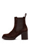 Women's Brown Heeled Suede Leather Chelsea Boots 25Wfd153710 - 4