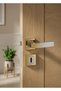 Premium Ahenk Square Badge Door Handle (Room-Wc-Yale Lock Types)(Set) Gold - Satin - 2
