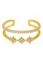 Diva Charm Minimalist Two-Row Adjustable Ring with Clover Motif