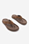 Women's Genuine Leather Flip-Flops Casual Slippers Tarkin Brown Suede - 5