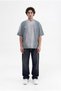 Men's Printed and Embroidered Washable Oversize T-Shirt Gray - 4