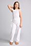 100% Cotton Barrel Fit Poplin White Trousers for Girls I0430A826Hs - 3