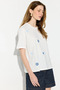 Floral Embroidered Relaxed Fit Cotton T-Shirt - White - 4