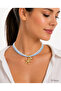 Dd44 Blue White Triple Gold Starfish Layered Design Necklace with Heart Charm