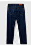 Men's Dark Blue Cotton Blend Denim Pants with Logo Label on the Back Pocket - 4