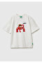 Boy's Ecru Crew Neck T-Shirt with One Piece Print on Front and Back
