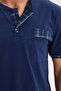 Men's Standard Fit Regular Cut Cotton Short Sleeve Crew Neck Pocketed Navy Blue Pajama Set - 5