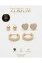 Women's Gold Steel 3-Piece Earring Set with Zircon Stone, Heart and Hoop Combination - 7