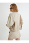 Faux Leather Bomber Jacket with Pockets and Elastic Waist and Cuffs - 4