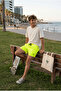Men's Quick-Drying Swim Shorts with Pockets, Elastic Lace-Up, Mesh Lining, Green Swim Shorts - 3