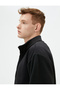 Plush Sweatshirt with Zipper Stand Collar Pocket Detail