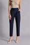 Women's Side Pocket Back Pocket Fleto Slim Fit Trousers Navy Blue - 3