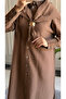 6435 - Comfortable Buttoned Shawl Detailed Long Women's Viva Cap - 6