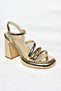 S569020234 Gold Mirror Thick Heeled Women's Evening Dress Shoes - 7