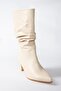 Beige Drawstring Short Heeled Women's Boots L882861909 - 4