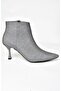 N282102110 Gray Denim Thin Heeled Pointed Toe Women's Boots - 6