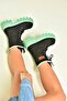 Black/Green Suede Lace-Up Women's Boots L973916002