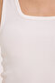 Women's Slim Fit Narrow Cut Thick Strap Square Neck Ecru Athlete Blouse - 5