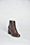 V468300903 brown genuine leather thick heeled women's boots - 3