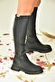 Black Low-Heeled Women's Casual Boots N674265109 - 2