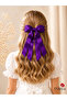 Dd481 Nostalgic Purple Satin Ribbon / Bow Long Ribbon Hair Clip