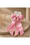 Dd479 Nostalgic Pink Satin Ribbon / Bow Long Ribbon Hair Clip - 3