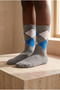Children's Plaid Patterned Socks Gray Melange
