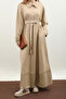 Wide Neckline Belted Dress Dark Stone - 5
