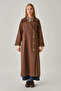 Stripe Stitching Detailed Trench Coat Brown - 6