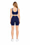 Women's Seamless Sports Shorts with Gathering Effect and High Waist - Navy Blue - 4
