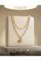 Women's Steel Necklace with Pearl Design and Heart Motif 316L - 2