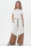 Girl's Cream Brown Wide-Leg Drawstring Waist Pocketed Palazzo Sweatpants - 2
