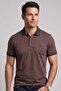 Comfort Fit Comfortable Fit 100% Cotton Non-Curling Collar Navy Blue Brown Polo Neck T-Shirt Ts 931