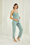 18468 Women's Light Green Lace Front Buttoned Maternity 3-Piece Pajama Set with Dressing Gown - 5