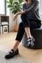 Women's Loafer Moccasin Buckle Casual Shoes Vilyum Black - 3