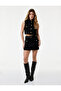 Mini A-Line Tweed Skirt with Metal Accessories and Pocket Detail - 2